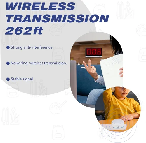 Miniatura 3 de Retekess Sistema de zumbador inalámbrico TM101, contesta zumbadores con luces y sonido, añade hasta 32 botones, 262 pies, zumbadores de programas