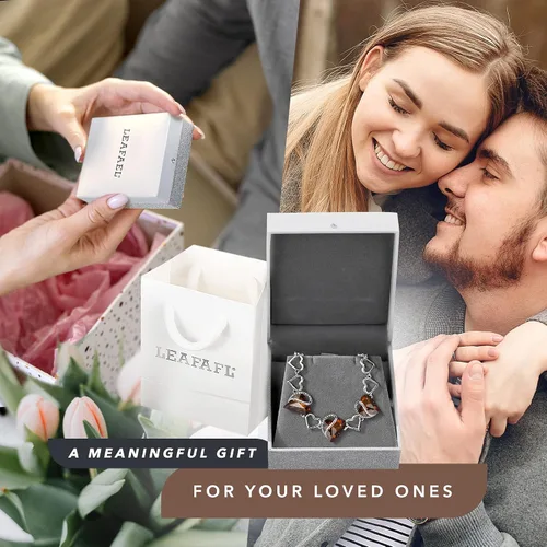 Miniatura 6 de Leafael - Pulsera de amor infinito con eslabones corazón de cristal y piedra natal regalos para mujer tono plateado 7 pulgadas con extensor de 2