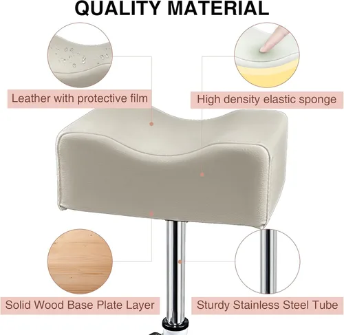 Miniatura 3 de Reposapiés de pedicura, silla de pedicura ajustable en altura, taburete de pedicura antideslizante para masaje, oficina o hogar (gris claro)