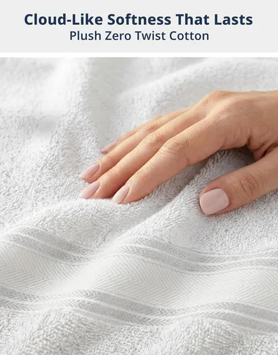 Miniatura 5 de LANE LINEN Juego de 4 toallas de baño 100 % algodón, tecnología exclusiva de cero torsión, toallas blancas grandes (35 x 66 pulgadas), ultra suaves