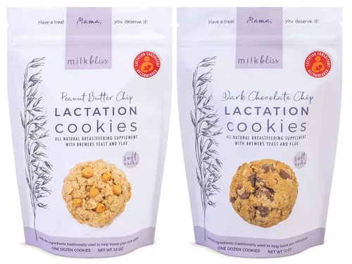 MilkBliss Galletas de lactancia horneadas suaves para amamantar, ingredientes naturales y libres de transgénicos que estimulan la lactancia. Avena,