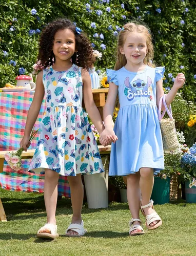 Miniatura 2 de Disney Frozen Elsa - Vestido de princesa Minnie Mouse Stitch para niña, paquete de 2 unidades, manga larga con volantes, conjunto de disfraz de 2 a