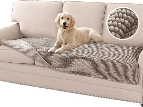 Miniatura 14 de Flamingo P Funda de cama de felpilla para perro, funda gruesa para sofá biplaza para perros, lavable, protector antideslizante para sofá de 2