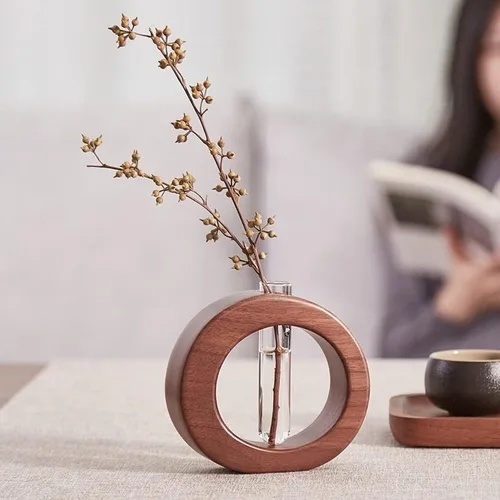 Miniatura 3 de WONQEXZ Jarrón de mesa, moderno jarrón de propagación de macetas bohemias, macetas de interior para decoración de escritorio, florero de madera