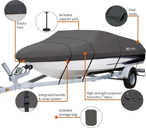 Miniatura 4 de Accesorios clásicos StormPro - Funda resistente para botes, se ajusta a botes de 17 pies - 19 pies de largo x 102 pulgadas de ancho
