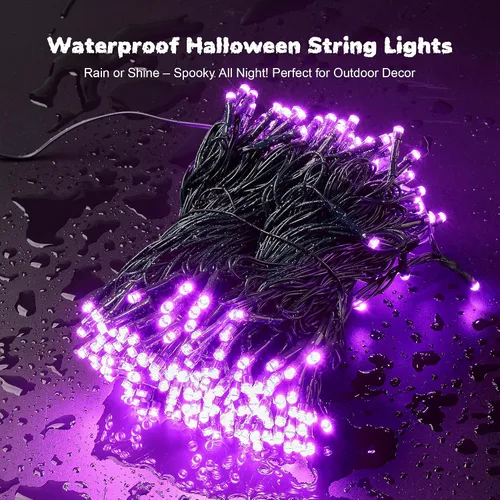 Miniatura 2 de WBao - Cadena de luces LED para Halloween de 300 luces, 108 pies, luces LED súper brillantes con certificación UL, 8 modos de iluminación
