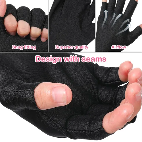Miniatura 3 de 2 pares de guantes UV para lámpara de uñas de gel, guantes de protección UV sin dedos UPF para manicura, arte de uñas, actividades al aire libre