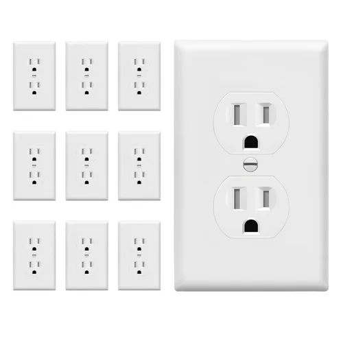 Miniatura 33 de ENERLITES Toma de corriente dúplex, tomacorrientes eléctricos de pared resistentes a manipulaciones, grado residencial, 3 cables, autoconexión a