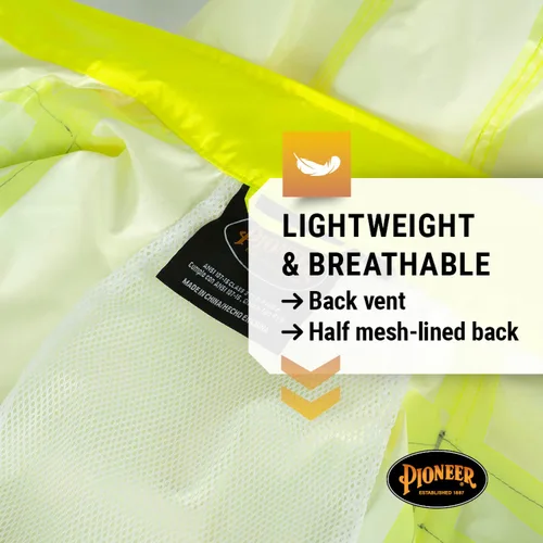Miniatura 4 de Pioneer Equipo de lluvia de alta visibilidad Chaqueta de seguridad y pantalones con peto – Alta visibilidad, impermeable, traje de trabajo de PVC