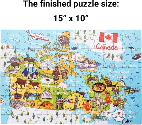 Miniatura 3 de Rompecabezas de madera con mapa de Canadá de 152 piezas, 15 x 10 pulgadas
