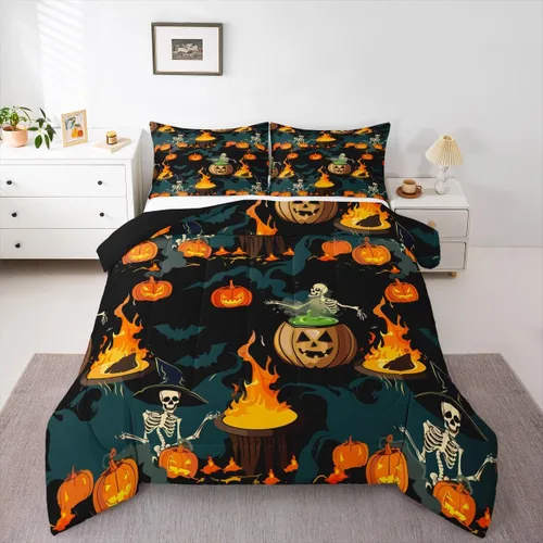 Miniatura 24 de Juego de edredón de calabaza de otoño tamaño individual para niños y niñas, juego de ropa de cama para niños, mujeres y hombres, ultra suave