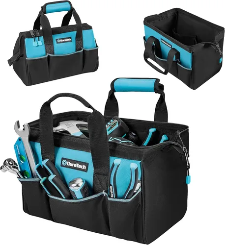 DURATECH Bolsa de herramientas portátil de 13 pulgadas con 9 bolsillos, bolsas de herramientas para hombres y mujeres, bolsa de herramientas con