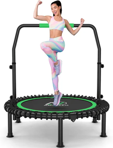 ANCHEER Trampolín Rebounder de 40 pulgadas con mango ajustable de 4 niveles, mini trampolín máximo de 400 libras, trampolín de fitness resistente,