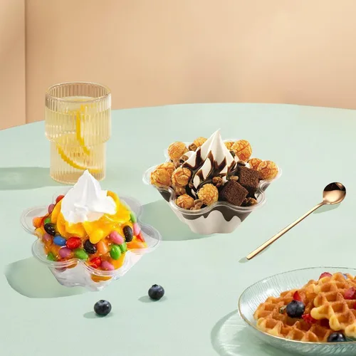 Miniatura 5 de Paquete de 200 tazones de plástico para helado de 8.5 onzas, cuencos de plástico transparente para postre para helado, aperitivos, frutas, ensalada