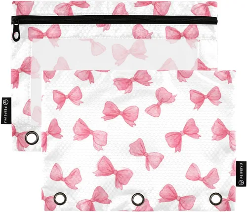 Miniatura 34 de SHJI Bolsas para carpetas, bolsa de lápices de mármol rosa y azul para carpeta de 3 anillas, paquete de 2 bolsas transparentes con cremallera