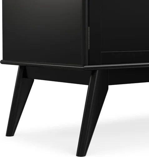 Miniatura 9 de SIMPLIHOME Draper Soporte de TV – Consola baja de madera maciza de 60 pulgadas de ancho en negro, centro de entretenimiento moderno de mediados