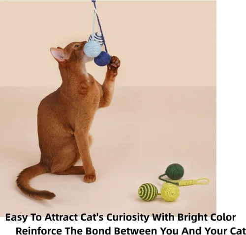 Miniatura 2 de Juguete para gatos, bola de sisal, juguete colgante para gatos, hecho a mano, cuerda para gatos, masticable, respetuoso con el medio ambiente