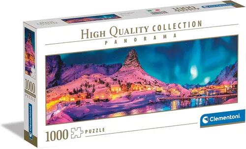 Clementoni - Rompecabezas para adultos de 1000 piezas, panorámico, colorido sobre las islas Lofoten, 38.6 x 13.0 in, fabricado en Italia