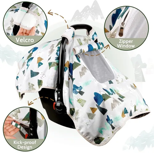 Miniatura 3 de Funda de asiento de coche para bebé, toldo para asiento de automóvil para niños, cubierta Minky acogedora y cálida, funda para portabebés