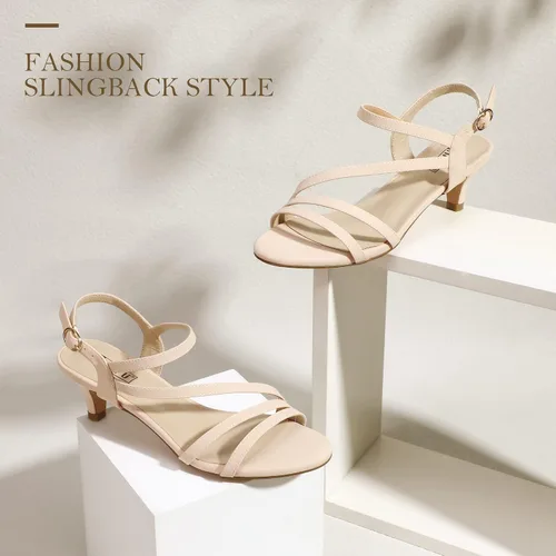 Miniatura 4 de IDIFU Sandalias elegantes con tirantes delgados de 2 pulgadas para mujer, tacón bajo de gatito, puntera abierta, zapatos de vestir para mujer y dama