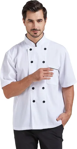 Miniatura 5 de Nanxson Chaqueta de chef unisex de manga cortalarga para hombres y mujeres CFM0001
