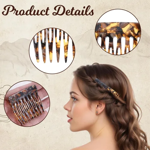 Miniatura 3 de 4 peines laterales franceses para pequeños giros franceses, pinzas decorativas para el cabello, clips de sujeción fuerte para moño, accesorios