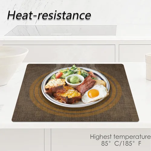 Miniatura 6 de Juego de 6 manteles individuales de cuero sintético resistentes al calor, alfombrillas de mesa impermeables, a prueba de aceite, limpiables