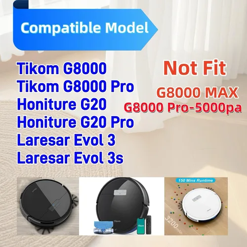 Miniatura 2 de Piezas de repuesto para Tikom G8000, para Tikom G8000 Pro, para HONITURE G20 Robot Aspirador Accesorios de piezas de repuesto, 2 cepillos de rodillo