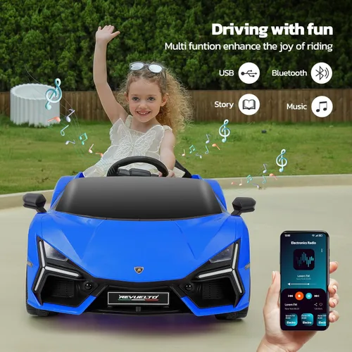 Miniatura 4 de ELEMARA Lamborghini Auto eléctrico de paseo para niños con puerta de tijera, vehículo eléctrico con control remoto, autos para niños para conducir