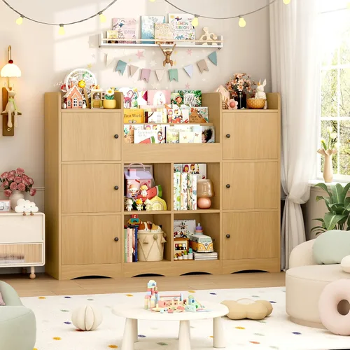 Miniatura 3 de FINETONES Estante para juguetes y almacenamiento de juguetes, estantería grande de 55 pulgadas para niños, organizador de juguetes y almacenamiento