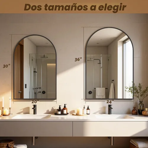 Miniatura 4 de Antok Espejo de baño arqueado, espejo de pared de 20 x 30 pulgadas, espejos de tocador para sobre el fregadero, espejos de baño con marco