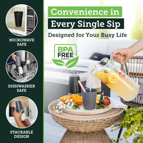 Miniatura 4 de Tazas de paja de trigo premium de Grow Forward - 13 y 20 oz, tazas irrompibles sin BPA de plástico duro - Vasos de plástico reutilizables y ligeros