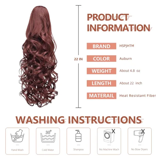 Miniatura 269 de Extensiones de cola de caballo de cabello rubio, extensiones de cola de caballo para mujer, pinza de extensiones de cabello rizado de 12 pulgadas