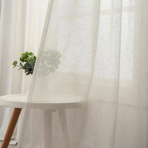 Miniatura 4 de Cortinas semitraslúcidas de lino neutro de 84 pulgadas de largo, cortinas y cortinas de lino beige crema que filtran la luz, tratamientos modernos