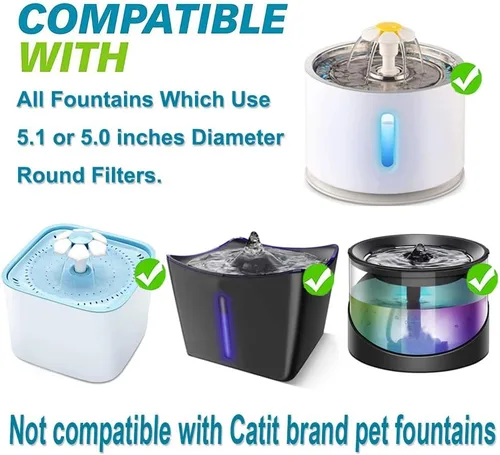 Miniatura 5 de Filtros de fuente de agua para gatos, paquete de 6 unidades, 50% más de carbón activado, filtros de repuesto para fuente de flores de gato, aptos