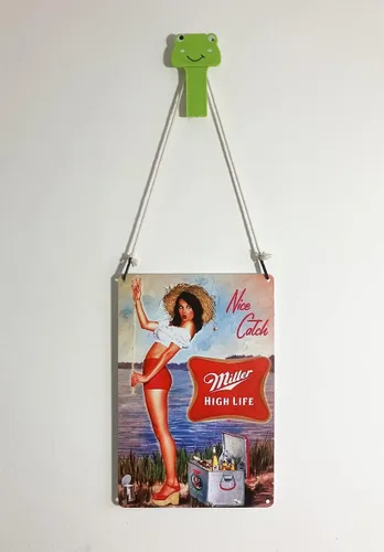 Letrero de Metal de Estaño de Estilo Vintage para Cueva de Hombre - Letrero Decorativo Retro de Pesca y Cerveza, 8 x 12 Pulgadas (039)