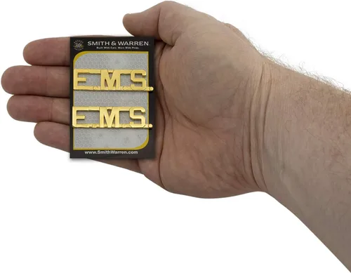 Miniatura 6 de Smith & Warren 1/2" E.M.S Letras Collar Rango Insignia Pin Oro Acabado Emergencia Servicio Médico Uniforme Pin