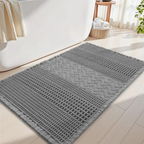 Miniatura 8 de AMOAMI Tapete de Baño de Waffle, Tapetes de Baño Súper Absorbentes para Baño, Alfombras de Baño Bohemias Antideslizantes Lavables, Tapete de Baño