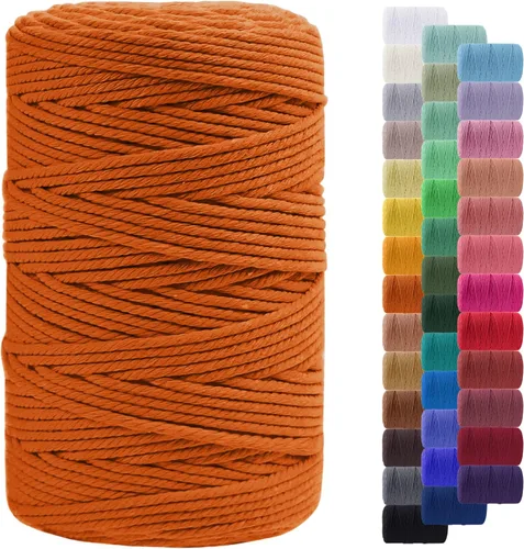 Miniatura 51 de Cuerda de macramé de 0.079 in para 219 yardas, cuerda de algodón natural para manualidades, hilo de cuerda de macramé de colores para colgar