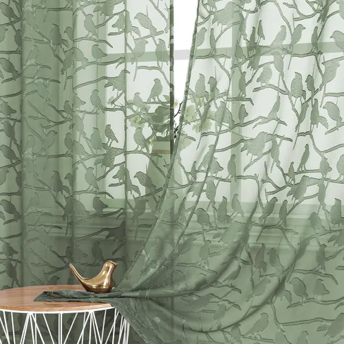 Miniatura 59 de OVZME Anji - 2 paneles de cortinas traslúcidas de gasa marrón de 72 pulgadas de largo para dormitorio, doble bolsillo para barra, tela ligera