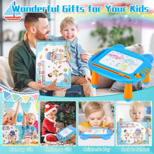 Miniatura 3 de Tablero Magnético de Dibujo Garabatos para Niños Pequeños, Juguetes para Niños Pequeños de 3 4 5 Años Niños y Niñas, Juguetes Educativos de Azul