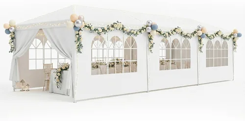 Miniatura 10 de Carpa para exteriores de 10 x 10 pies, tienda de campaña para fiestas de boda, cenador portátil, carpa con toldo, camping, refugio, almacenamiento