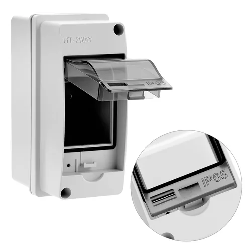 Miniatura 2 de Fielect Caja de protección de distribución MCB de 2 vías con riel DIN, caja eléctrica de disyuntor de plástico ABS y cubierta transparente IP65