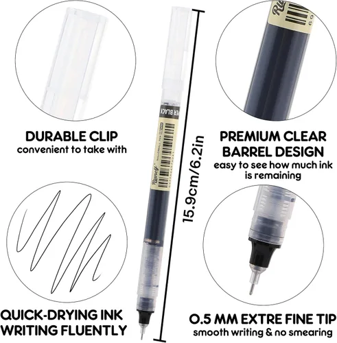 Miniatura 8 de Bolígrafos de Gel RIANCY con Tinta Líquida, Punta Extra Fina de 0.5mm, 24 Piezas de Colores Surtidos, Escritura Suave Sin Manchas Ni