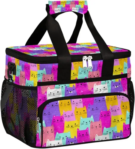 Miniatura 34 de Pardick Bolsa térmica suave con aislamiento de leopardo de galaxia para hombres y mujeres, lonchera grande a prueba de fugas, enfriador de playa