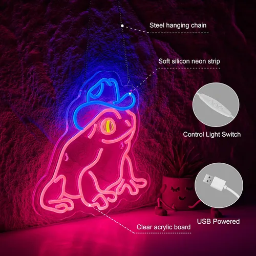 Miniatura 4 de Señal de neón de sombrero de vaquero, luz LED, decoración de pared, regulable, alimentada por USB, letreros de neón de vaquero (verde + rosa)