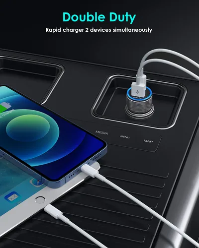 Miniatura 3 de Cargador de coche para iPhone, cargador de coche rápido USB C [certificado Apple MFi] Cargador de coche Apple de 38 W de doble puerto cargador