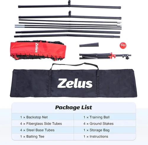 Miniatura 8 de ZELUS Red de béisbol de 7 x 7 pies, red de práctica de béisbol y sóftbol con tee, pelotas de béisbol y bolsa de transporte para batear y lanzar