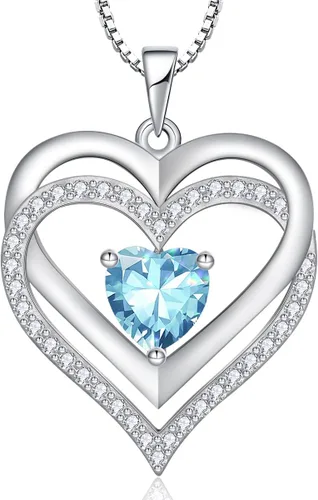 Miniatura 25 de RIVIKO Collar con símbolo de corazón infinito para mujer, plata de ley 925, delicado colgante de corazón para el día de San Valentín, día
