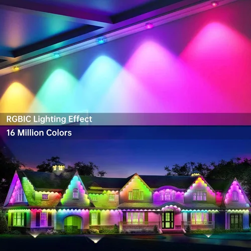 Miniatura 6 de Luces de Cadena para Exteriores Permanentes 330 pies RGB+IC, Control por Aplicación, Funciona con Alexa, Asistente de Google, Resistente al Agua
